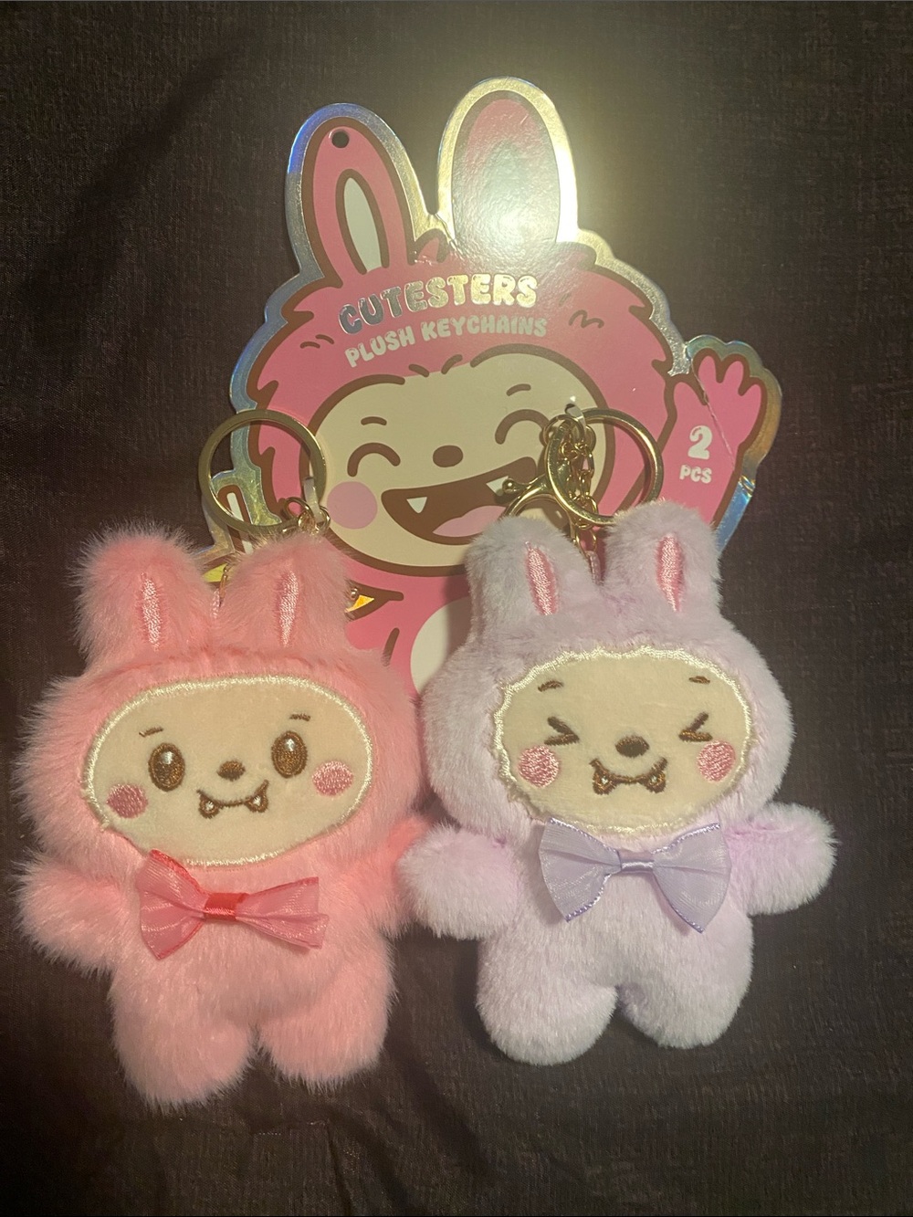Plush Bunny Keychain Duo - Pink & Lavender